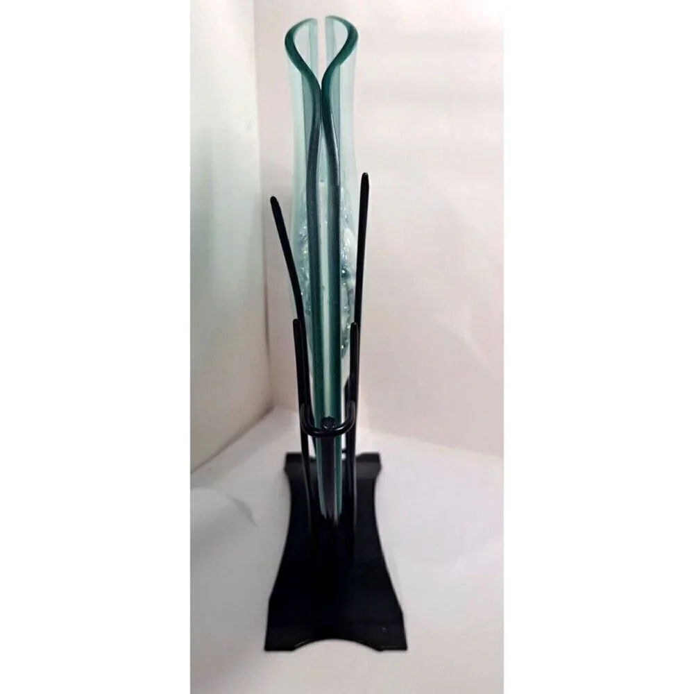 Glass Flower Vase for Artificial Flowers Only or Glass Marbles with Metal Stand